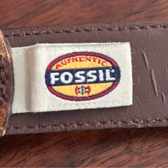 Fossil Vintage Italian Full Grain Cowhide Tan Leather Belt Size 36 - Picture 7 of 9